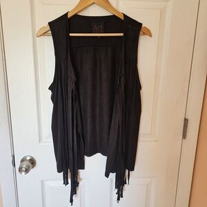 Black Fringe Sleeveless Top